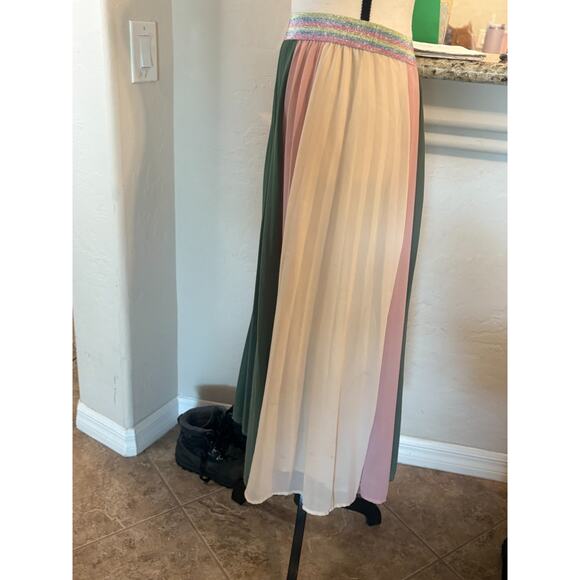 TR Notes Women's Pleated Colorblock Midi Skirt Size Small 0-4 - Picture 7 of 7